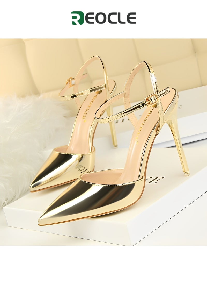 Women's Evening Buckle Slingback Pointed Toe Matte Stiletto Pumps 10.5cm Perfect Gift for the Holidays