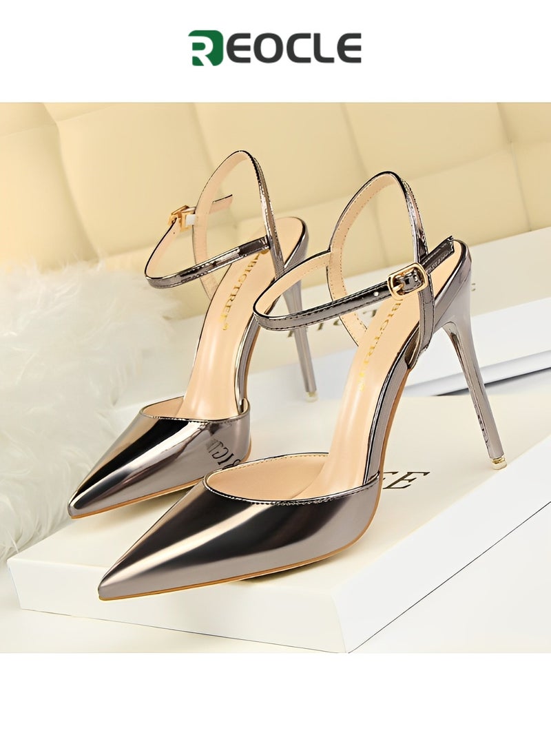 Women's Evening Buckle Slingback Pointed Toe Matte Stiletto Pumps 10.5cm Perfect Gift for the Holidays