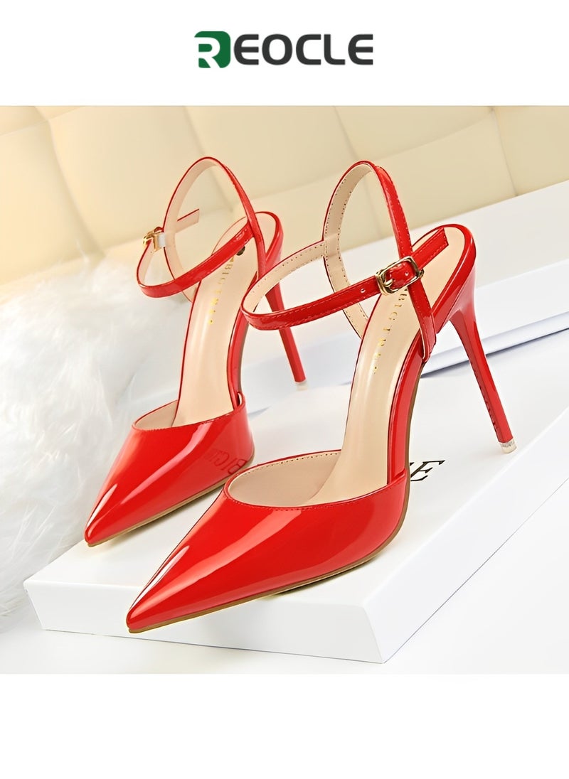 Women's Evening Buckle Slingback Pointed Toe Matte Stiletto Pumps 10.5cm Perfect Gift for the Holidays