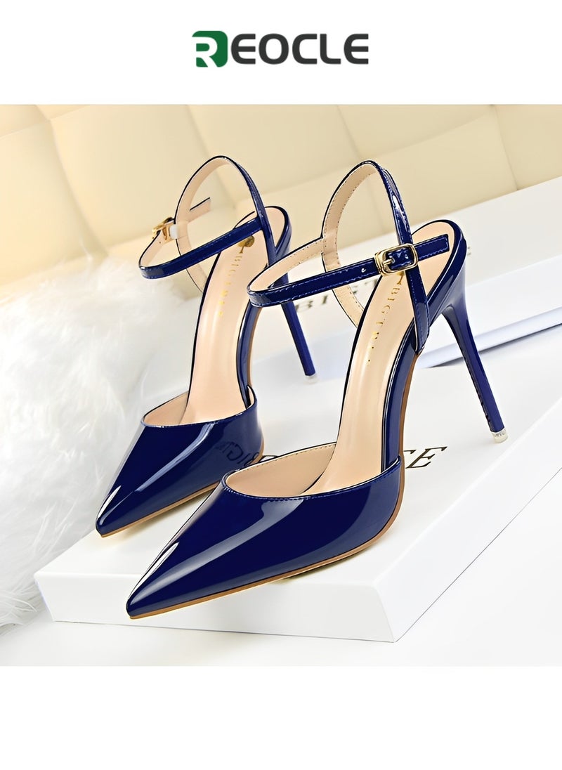 Women's Evening Buckle Slingback Pointed Toe Matte Stiletto Pumps 10.5cm Perfect Gift for the Holidays