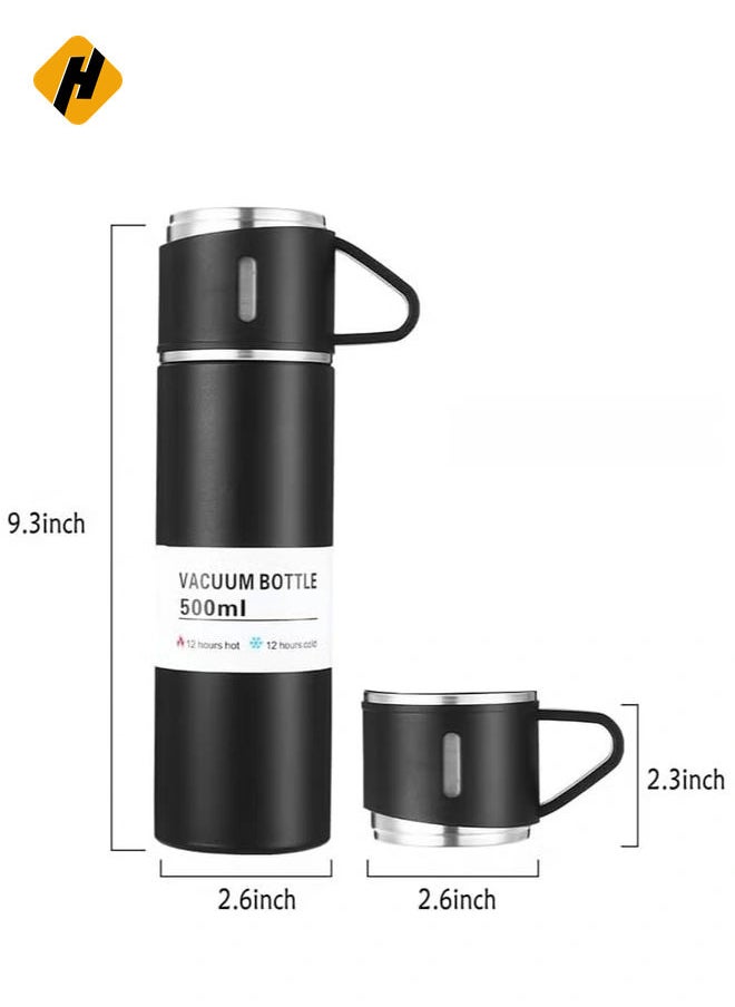 stainless steel thermos flask set gift box commercial gift vacuum insulated bottle hot drink water bottle cold drink water bottle (black)