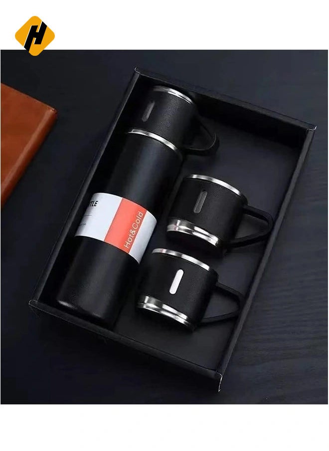 Stainless Steel vacuum Flask Gift Set: Insulated Water bottle for Outdoor Travel and Sipping (Black) (HEAVY DUTY)