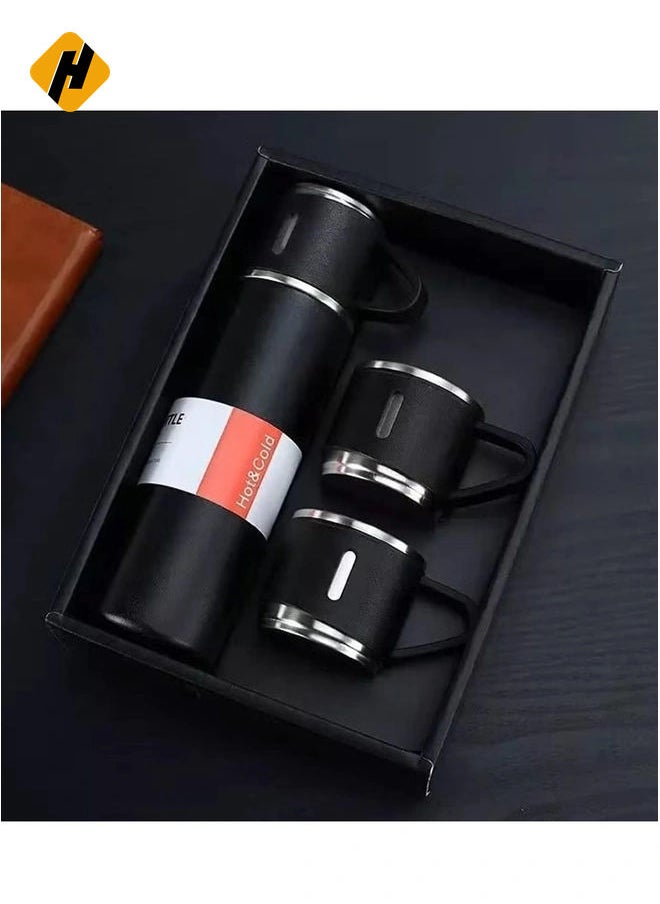 Stainless Steel vacuum Flask Gift Set: Insulated Water bottle for Outdoor Travel and Sipping (Black) (HEAVY DUTY)