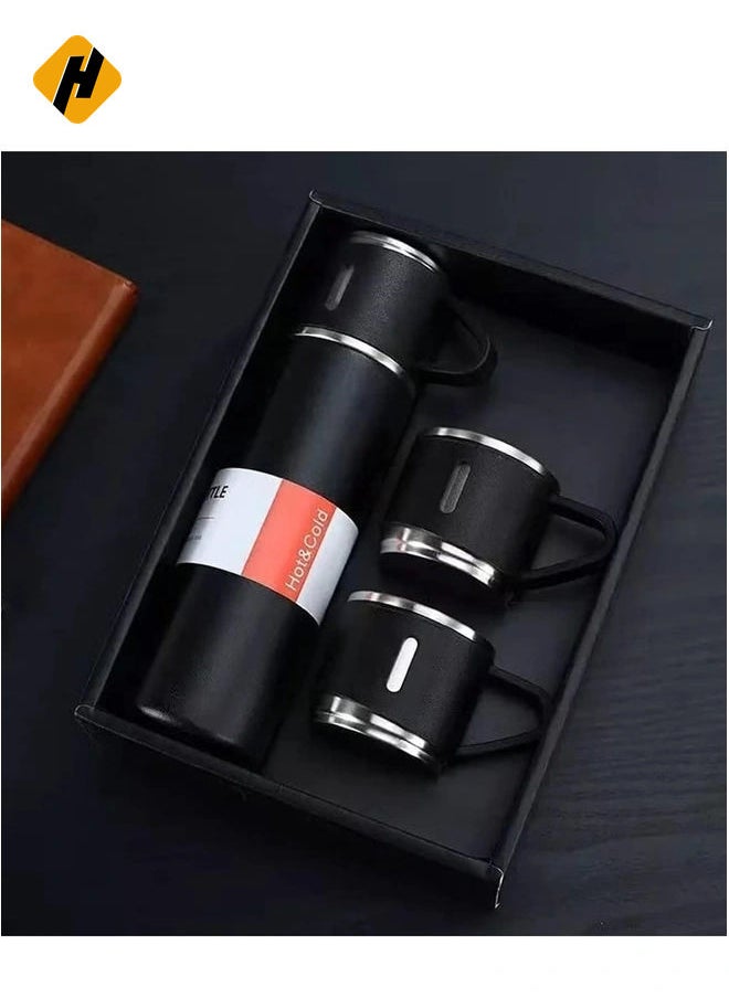 Stainless Steel vacuum Flask Gift Set: Insulated Water bottle for Outdoor Travel and Sipping (Black) (HEAVY DUTY)