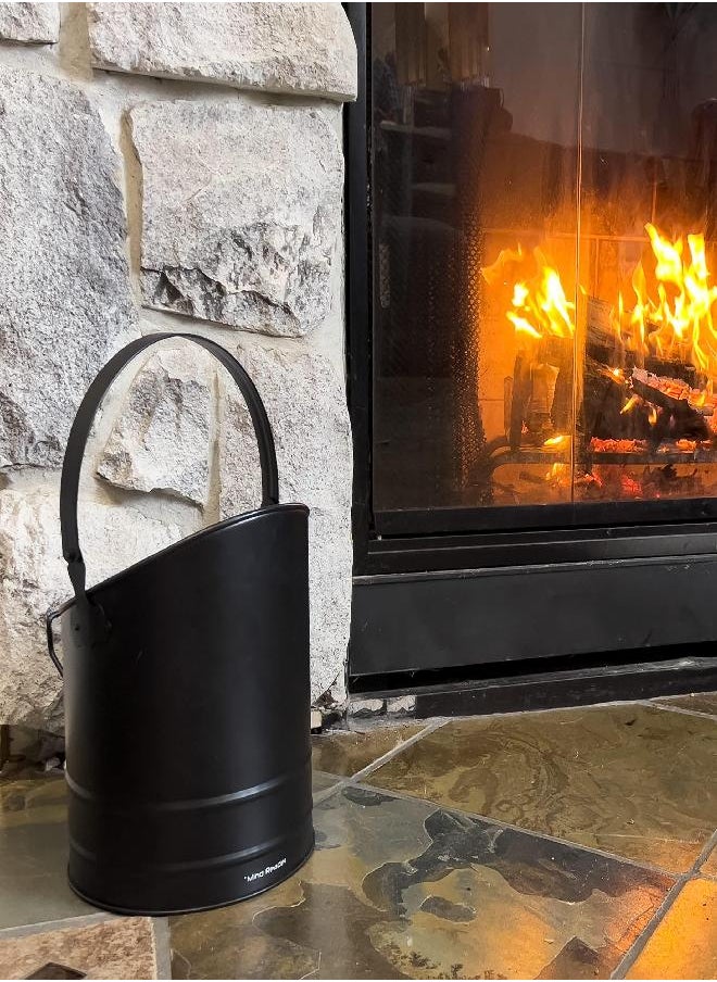 Mind Reader ASHBUCK-BLK Large Fire Place Ash Bucket, Pellet Bucket, Black