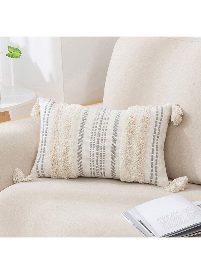 Boho Throw Pillow Cover combination White/Beige/Grey 50x30cm