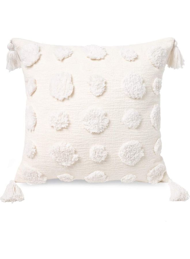 Boho Throw Pillow Cover With Tassel combination White 18x18inch