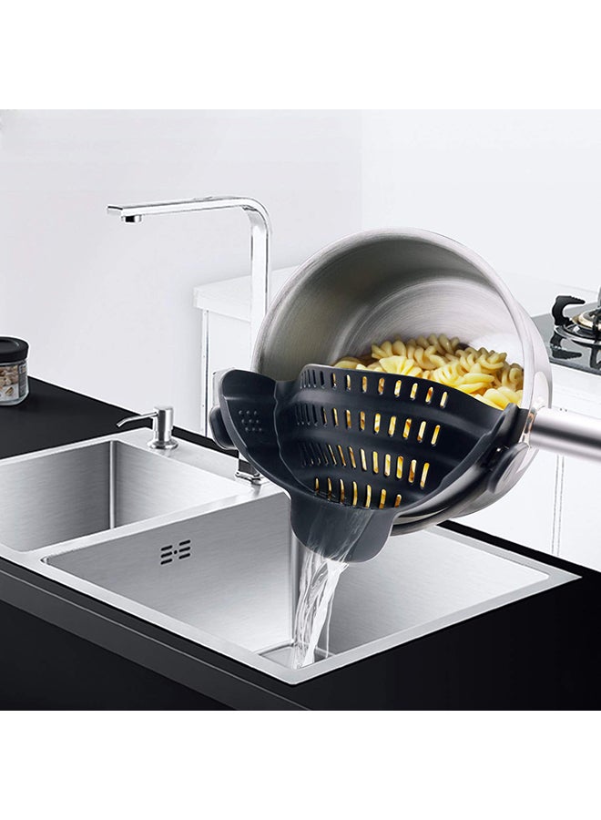 Clip On Strainer For Pot Pans Black 3.14 x 8.66 x 2.28inch