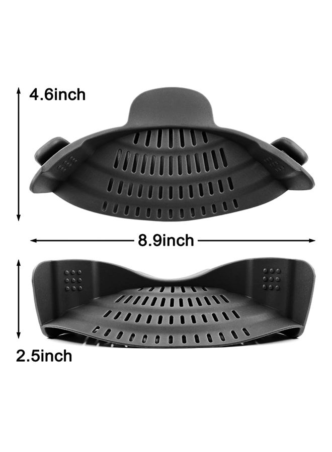 Clip On Strainer For Pot Pans Black 3.14 x 8.66 x 2.28inch