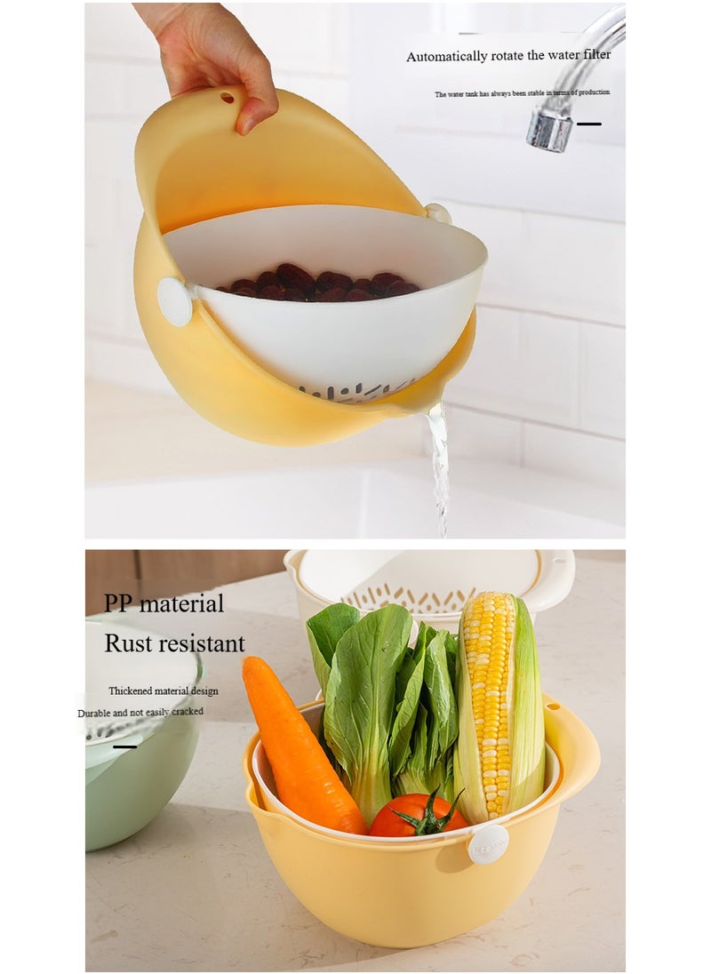 Fashion Rotating Drain Screen Fruit Basin Drain Basket Household Fruit Basket Kitchen Vegetable Washing Basket