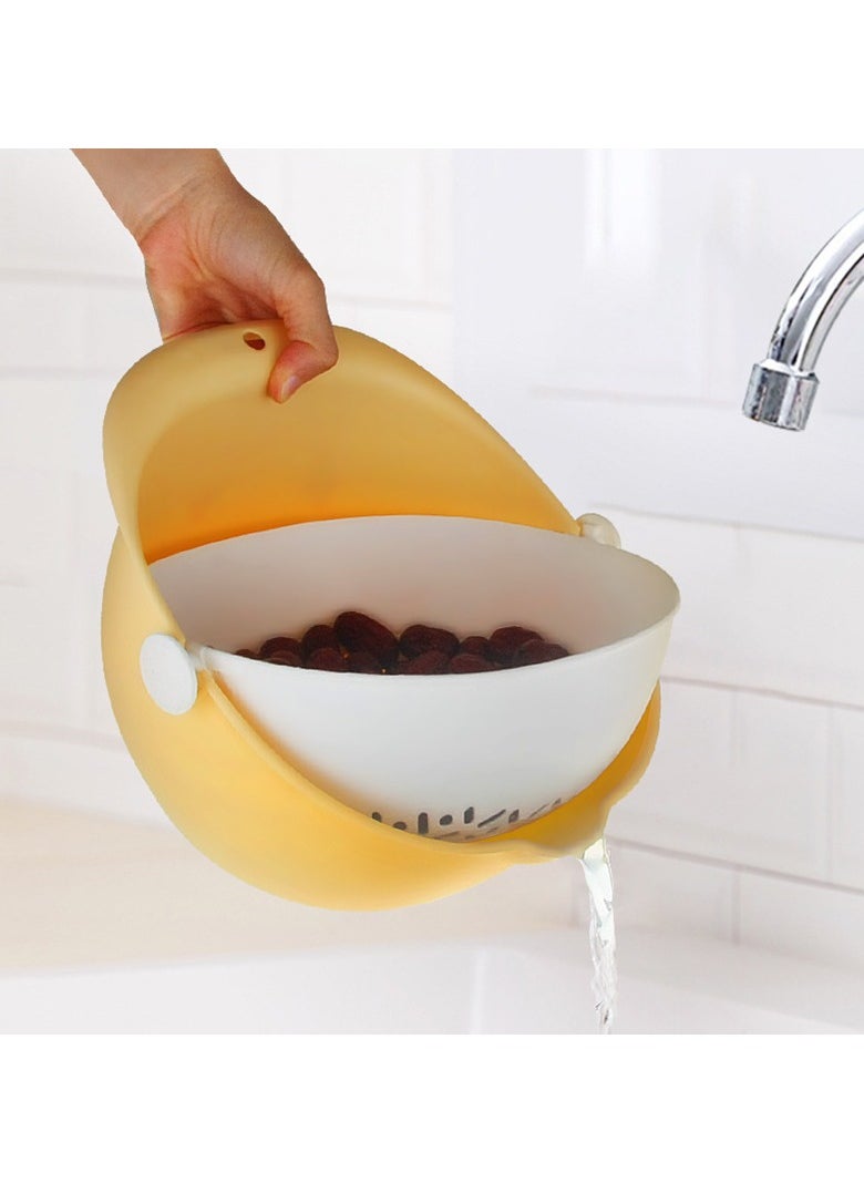 Fashion Rotating Drain Screen Fruit Basin Drain Basket Household Fruit Basket Kitchen Vegetable Washing Basket