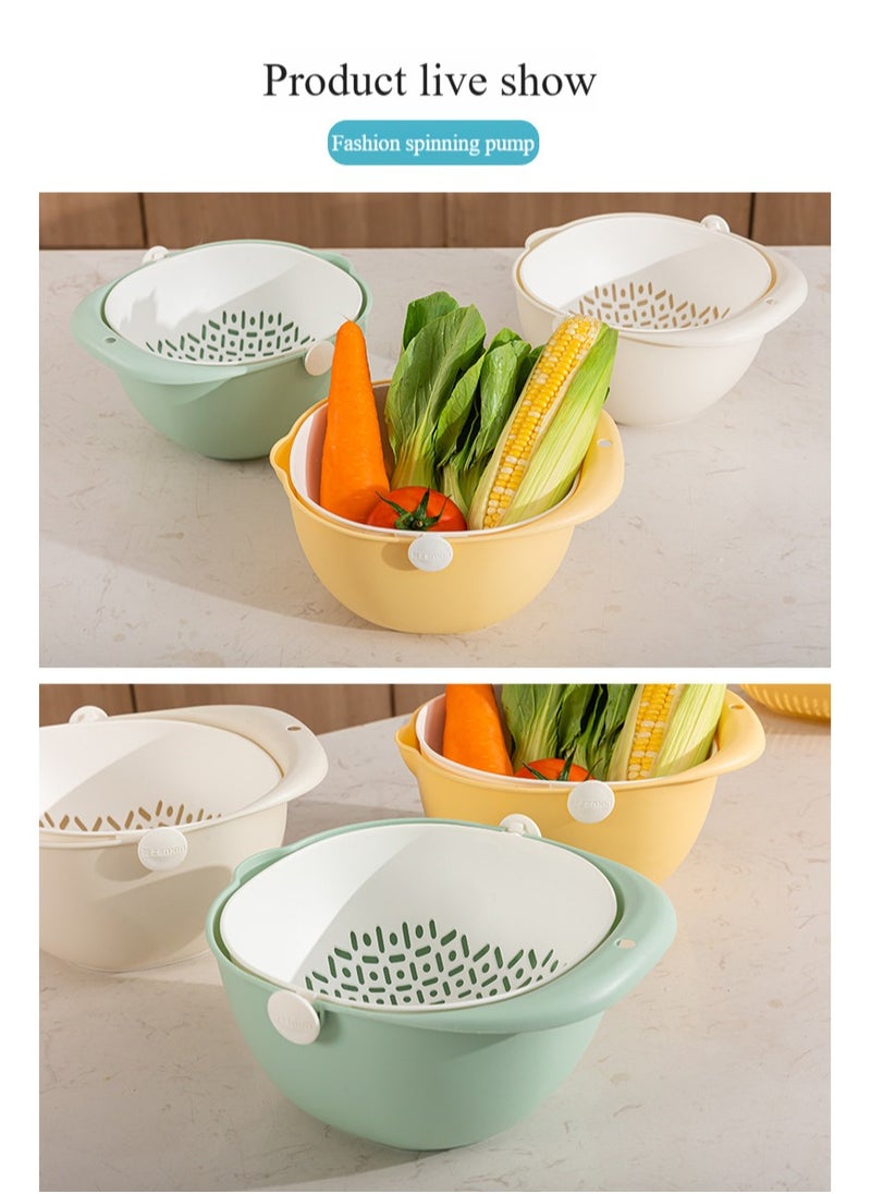 Fashion Rotating Drain Screen Fruit Basin Drain Basket Household Fruit Basket Kitchen Vegetable Washing Basket