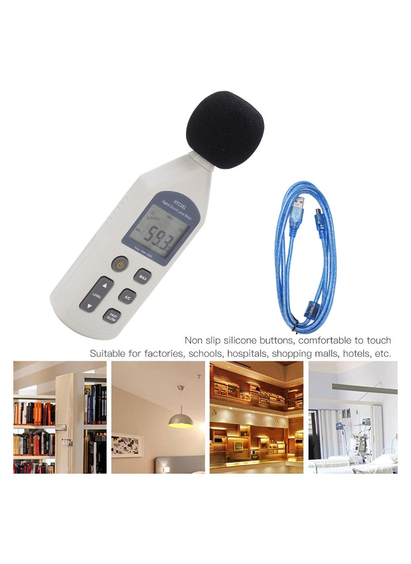 Sound Level Meter Usb Decibel Tester with Lcd Screen 30-130dba 35-130dbc Noise Recorder for Shopping Malls Hy-1361