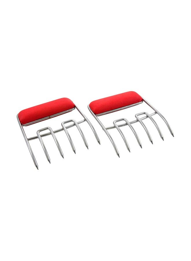 2-Piece Stainless Steel Meat Claws Red/Silver 5x4inch