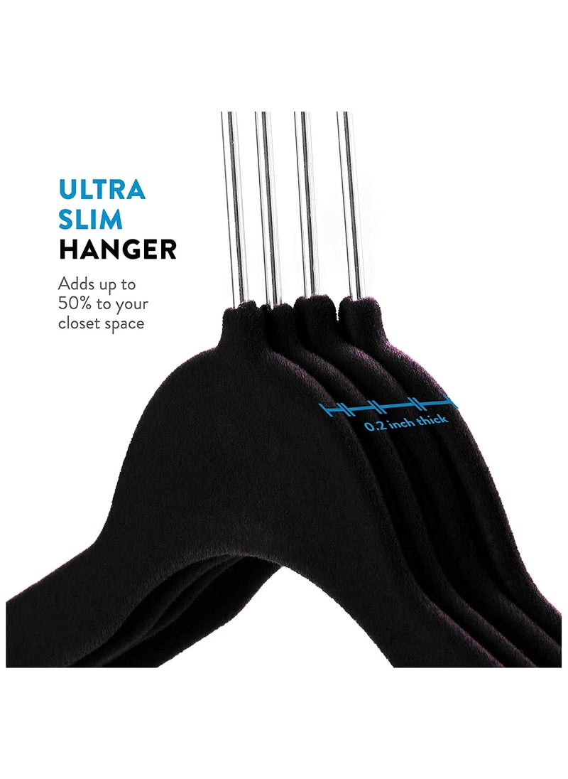 Clothes Hangers Heavy Duty Durable Standard Clothes Hanger Plastic Suit Coat Shirt Hangers 50 Pack Space Saving Clothes Hanger With Rubber Coating 16.5 Inches 50pcs black