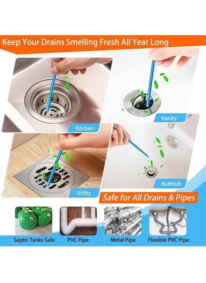 4-Pack (48pcs)Odor Eaters Keeps Drain Fresh-Drain Sticks Drain Cleaner and Deodorizer Sticks for Clogs Kitchen Bathroom Sinks Toilet Cleaning Unclog Eliminate Odor of Drain Pipes