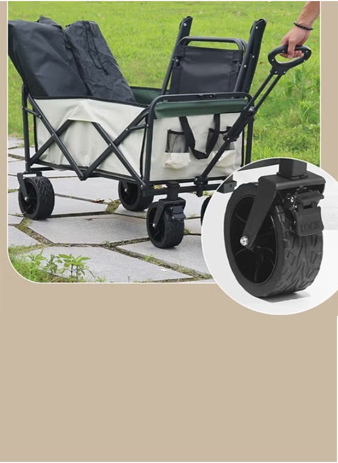 Large Capacity Outdoor Camping Folding Trolley (Khaki )