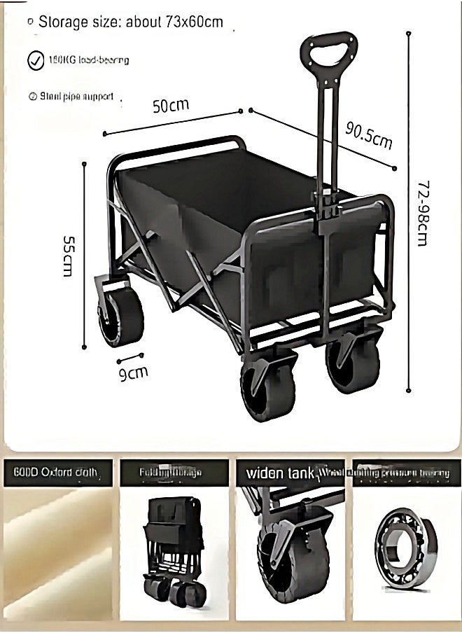 Large Capacity Outdoor Camping Folding Trolley (Black)