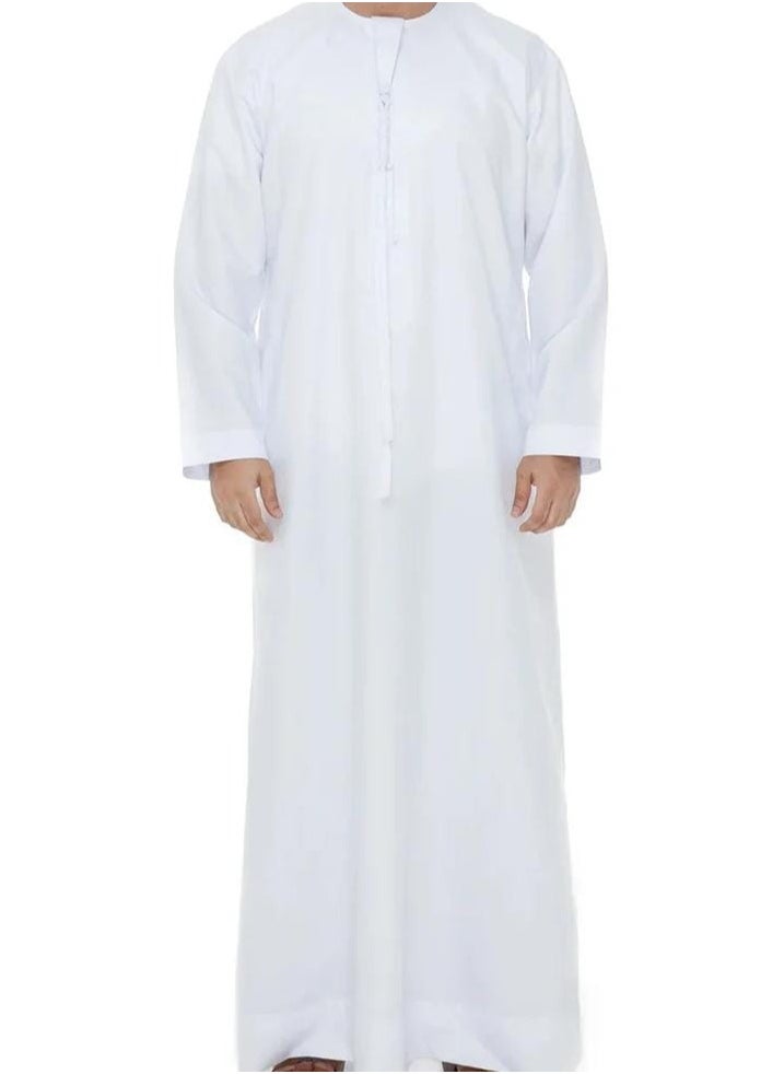 Everyday Emirati Kandora: Traditional Arabic Thobe for Men - Crew Neck Long Sleeve, Soft and Breathable Islamic Robe - Comfortable, Skin-Friendly, Draped, and Perfect for Everyday Wear