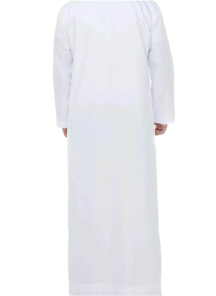 Everyday Emirati Kandora: Traditional Arabic Thobe for Men - Crew Neck Long Sleeve, Soft and Breathable Islamic Robe - Comfortable, Skin-Friendly, Draped, and Perfect for Everyday Wear