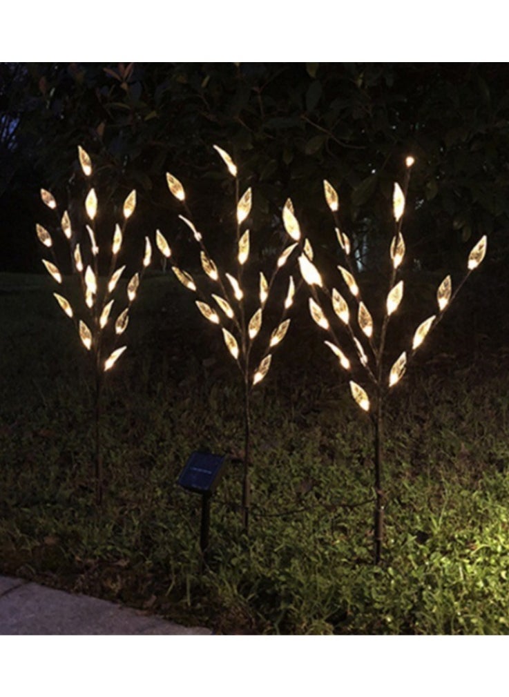 3 Packs of 60 LED Solar Branches Lights Decorative Tree Light Bonsai Leaves Light Lamp for Home Gardern Shopping Mall Decoration