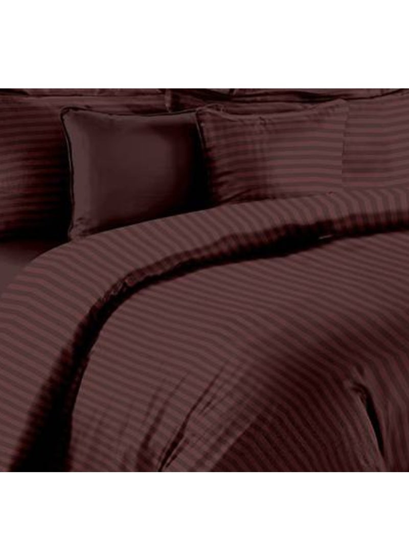 Stripe Microfiber Chocolate Fitted Sheet Double 200x200 cm