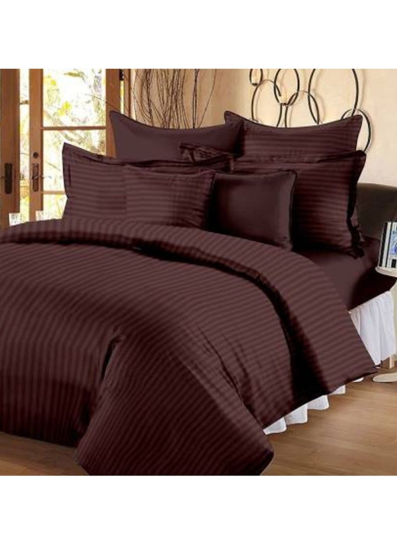 Stripe Microfiber Chocolate Fitted Sheet Double 200x200 cm