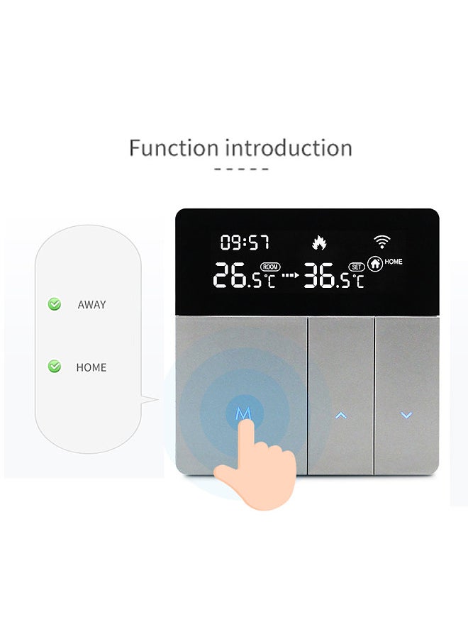 i8HGA Tuya WiFi Intelligent Temperature Controller Thermostat Backlight Brightness Automatic Adjustment Home Away Mode Mobilephone APP Remotes Control Compatible with Alexa Google Home Voice Control