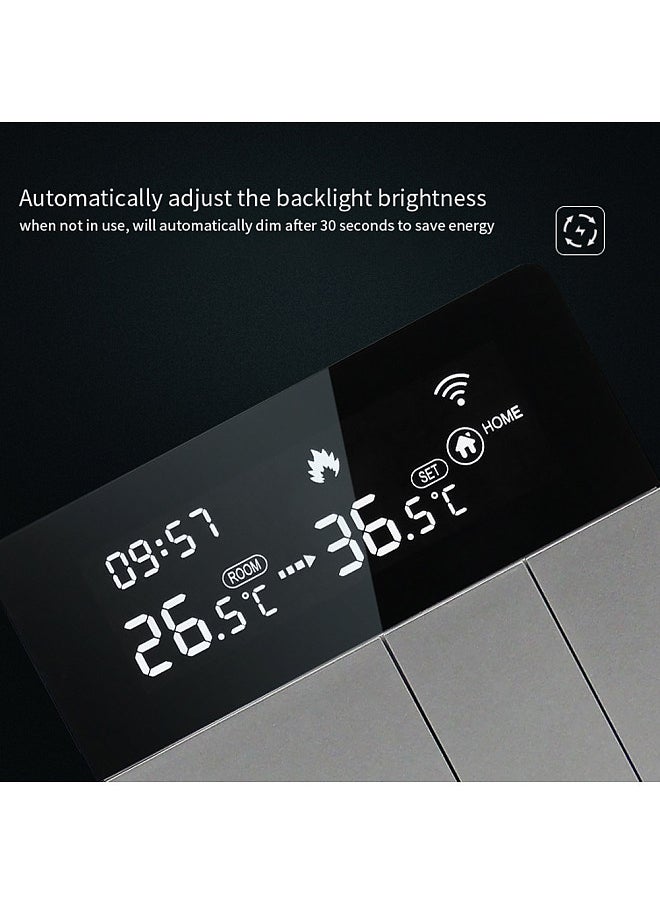 i8HGA Tuya WiFi Intelligent Temperature Controller Thermostat Backlight Brightness Automatic Adjustment Home Away Mode Mobilephone APP Remotes Control Compatible with Alexa Google Home Voice Control