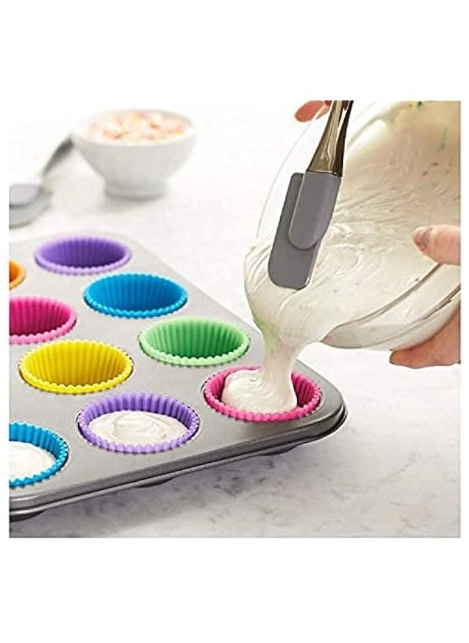 12Pcs/Lot 7Cm Muffin Cupcake Mould Colorful Round Shape Silicone Cupcake Mould Bakeware Maker Mold Tray Baking Cup Liner Molds, Multi Color
