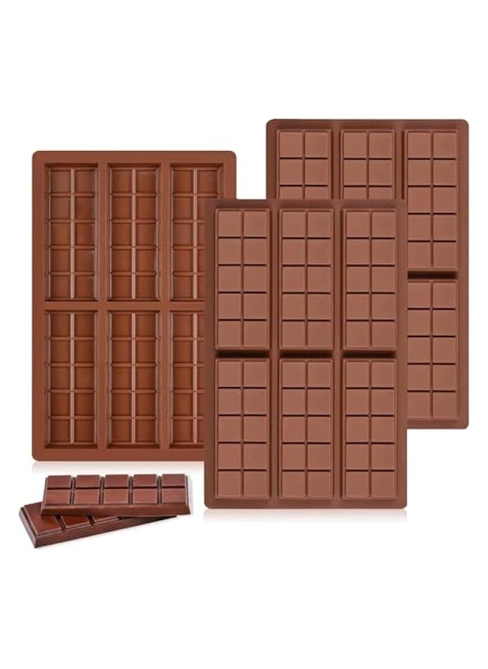 Chocolate Molds, 3pcs Silicone Rectangle Chocolate Bar Sweet Molds Bakeware Melt Molds, Food Grade Silicone Non-Stick Chocolate Bar Mold for Baking, Candy, Chocolate Snacks (3)