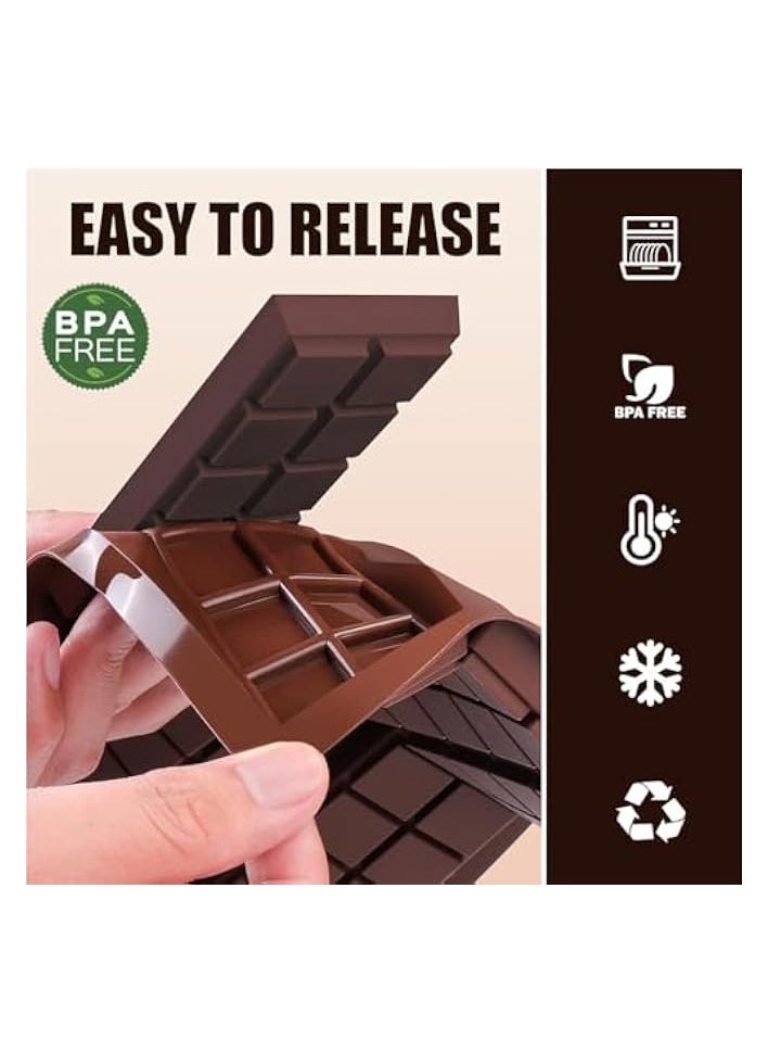 Chocolate Bar Mold Deep with Scraper 100 Pcs Bags, 6 Cavities Thick Food Grade Silicone Deep Stuffed Candy Bar Mould Bakeware Wax Melt Mold,Non-Stick BPA Free DIY Handmade Baking Tools-10 Snap