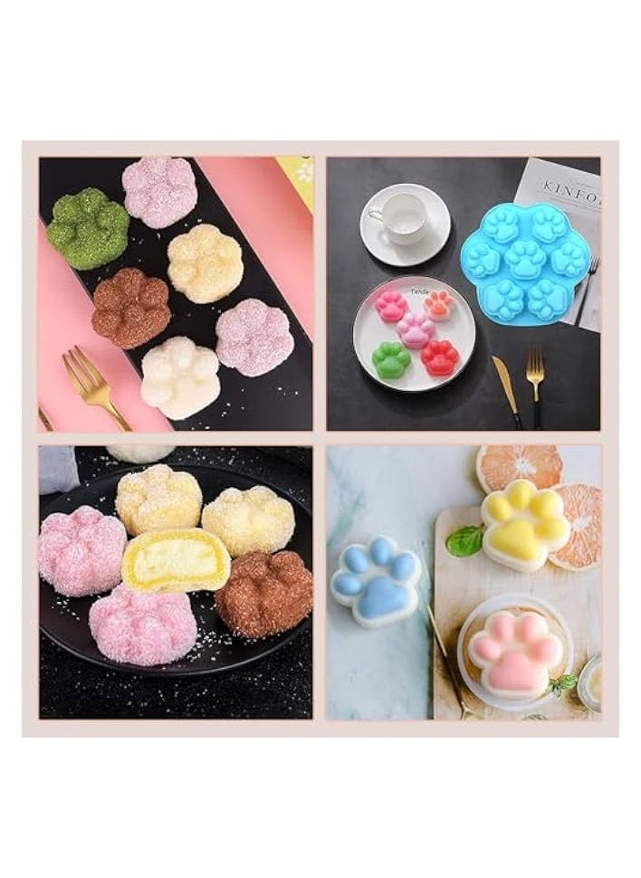 Silicone Chocolate Molds, 3PCS Puppy Dog Paw Break-Apart Chocolate Moulds, DIY Baking & Pastry Tools, Silicone Bakeware Wax Melt Molds, Chocolate, Soap, Ice Cubes Mini Silicone Molds (Blue, Pink)