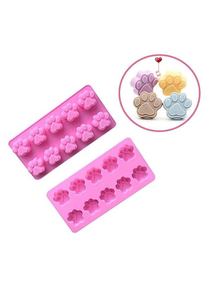 3 Pcs Silicone Ice Molds Trays with Puppy Dog Paw and Bone Shape, Non-Stick Silicone Candy Molds, Reusable Bakeware Maker for Baking Chocolate Candy, Oven Microwave Freezer Dishwasher Safe