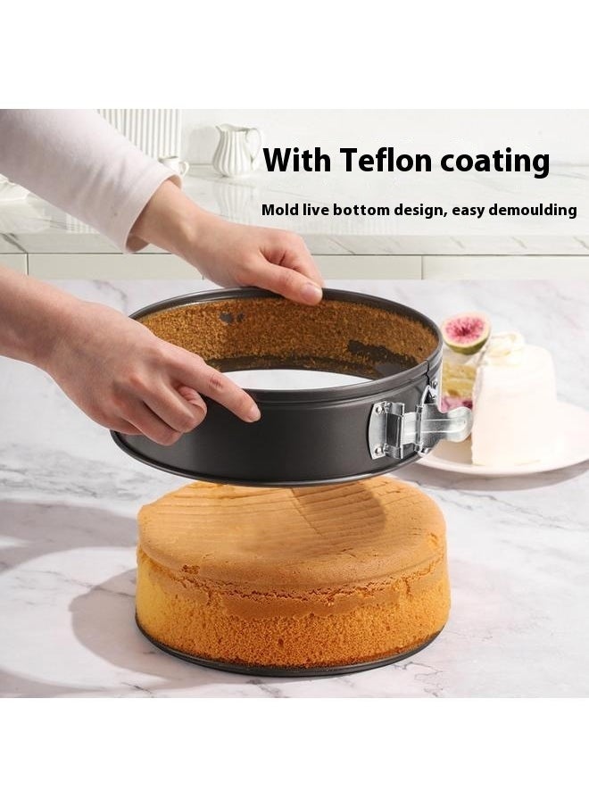 3-Piece Non-Stick Round Cake Mould Set Dark Grey 18cm+20cm+22cm- circular Springform interlocking and leak- proof seal carbon baking C ake Pan