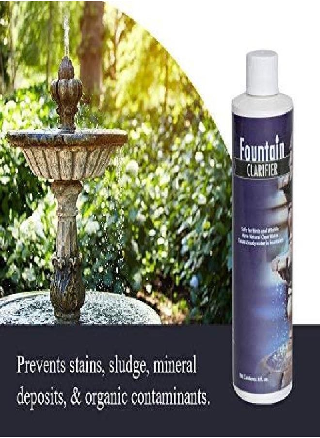 Fountain Water Clarifier - 8 Ounces - Water Treatment for Fountains & Birdbaths, Prevent White-Scale Buildup, Stains, Cloudy Water, Foam & Other Water Conditions