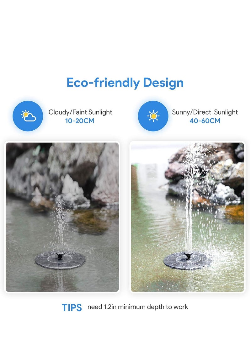 Solar Fountain, Floating Solar Powered Water Fountain Pump for Garden, Pond, Pool (1.4W)