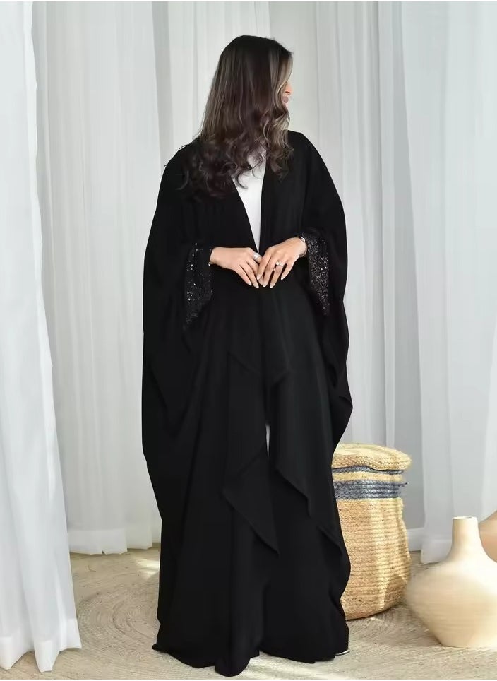 Modest Black Open Kaftan Abaya