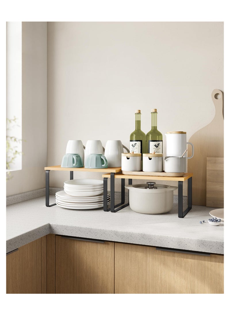 2 sets Kitchen Storage Spice Rack, Stackable, Expandable, Metal and Engineered Wood