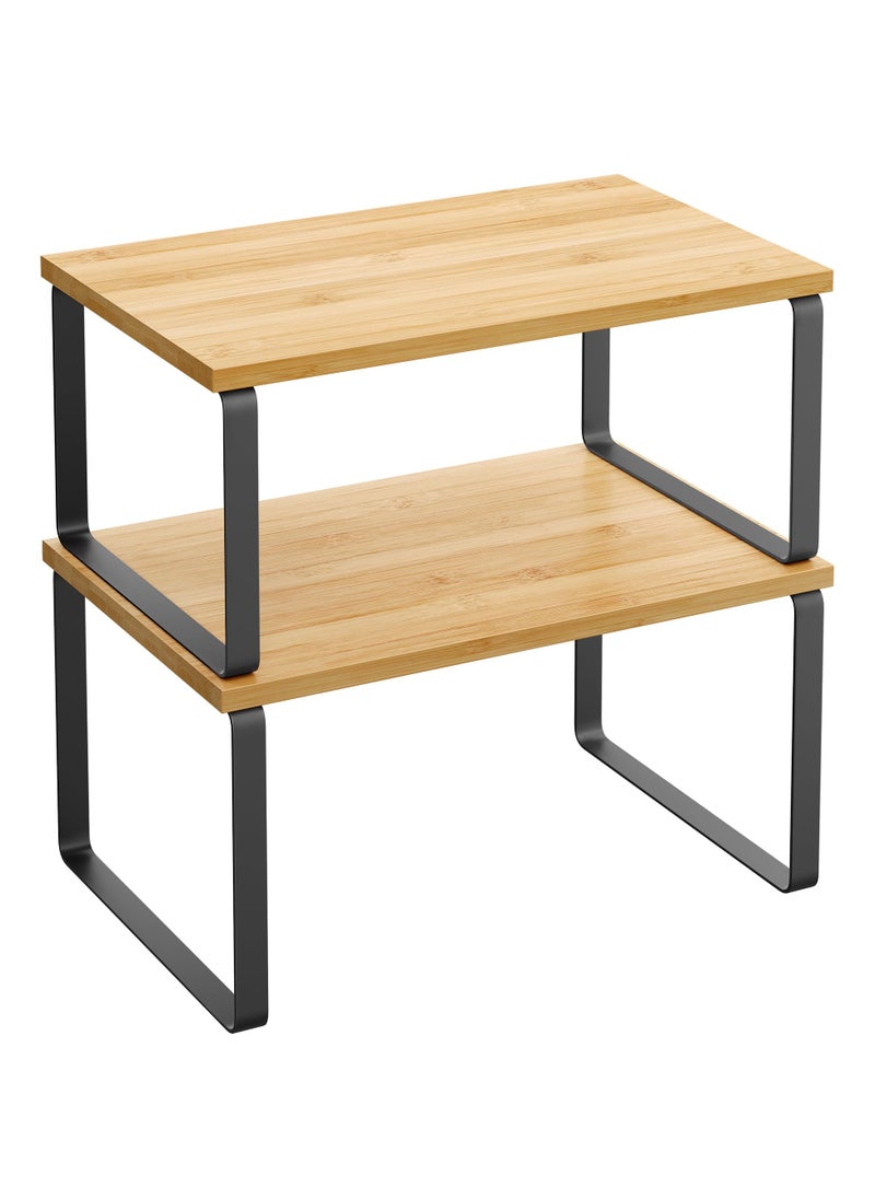 2 sets Kitchen Storage Spice Rack, Stackable, Expandable, Metal and Engineered Wood