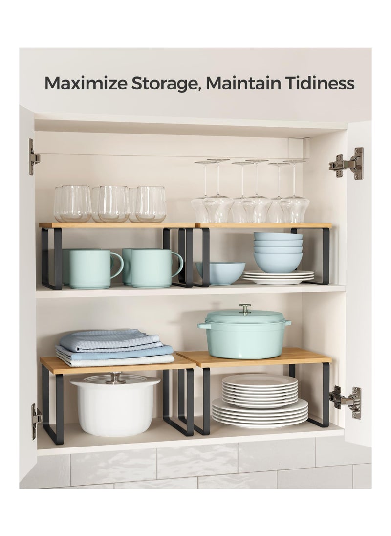 2 sets Kitchen Storage Spice Rack, Stackable, Expandable, Metal and Engineered Wood