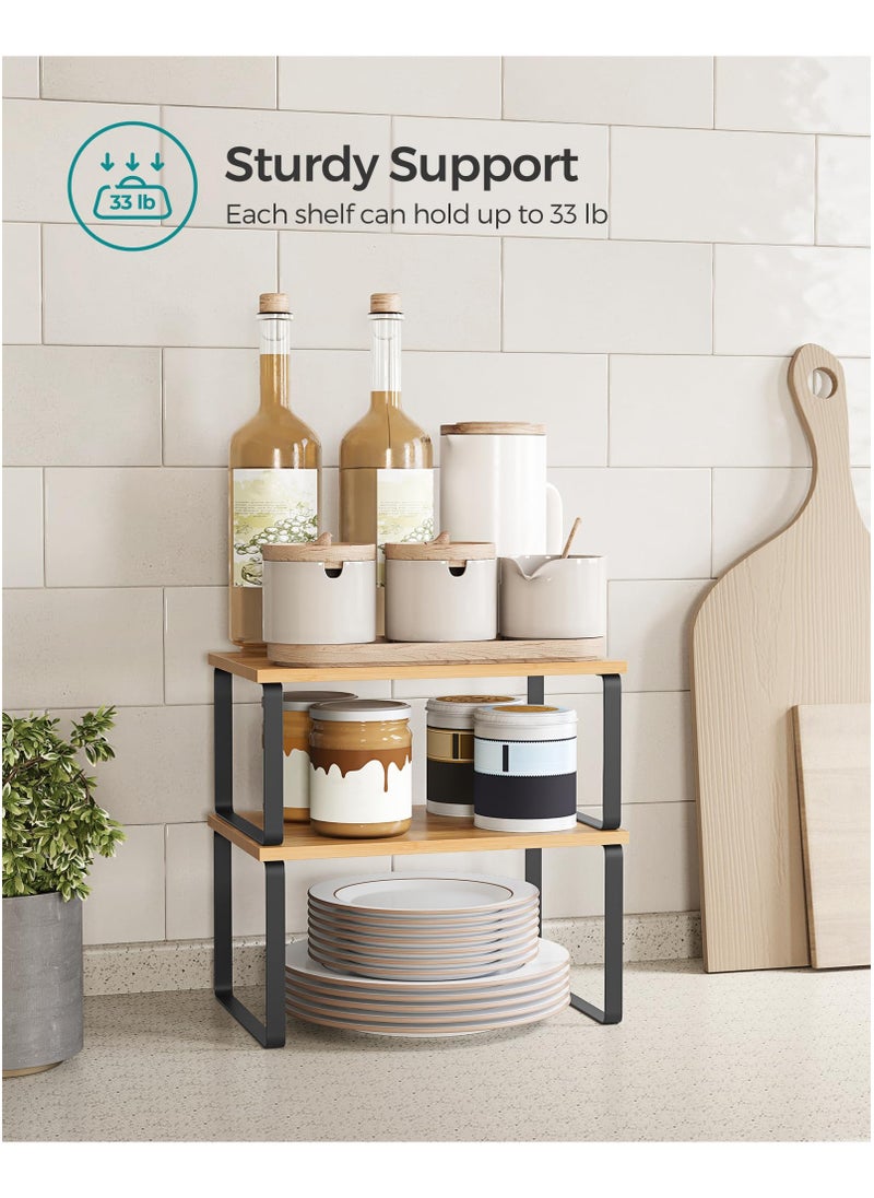 2 sets Kitchen Storage Spice Rack, Stackable, Expandable, Metal and Engineered Wood