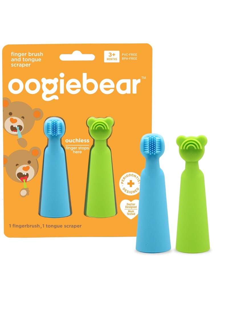 oogiebear Baby Finger Brush & Tongue Scraper - Gentle Oral Care, Soft Silicone, BPA-Free, for Infants & Toddlers