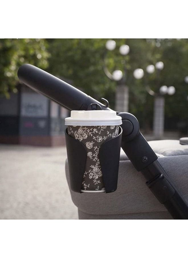 Baby Stroller Cup Holder, Bottle, Organizer, Adjustable, Stroller Drink, Universal Cup, Pushchair, Cart Rack, Handlebars, Baby Carriage, Water Bottle, Phone Holder - Black
