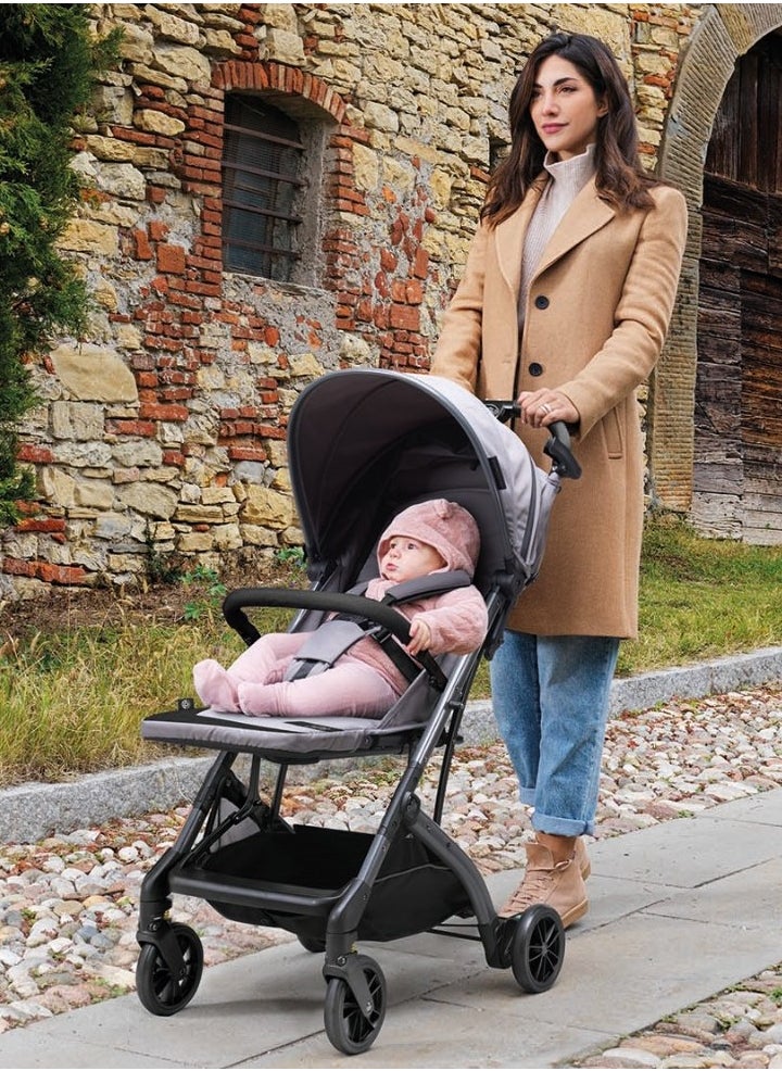 Super Compact Folding 202 Umbrella Stroller, Lightweight And Compact Compass Anthracite Color With Aluminium Frame, 5-Point Safety Harness