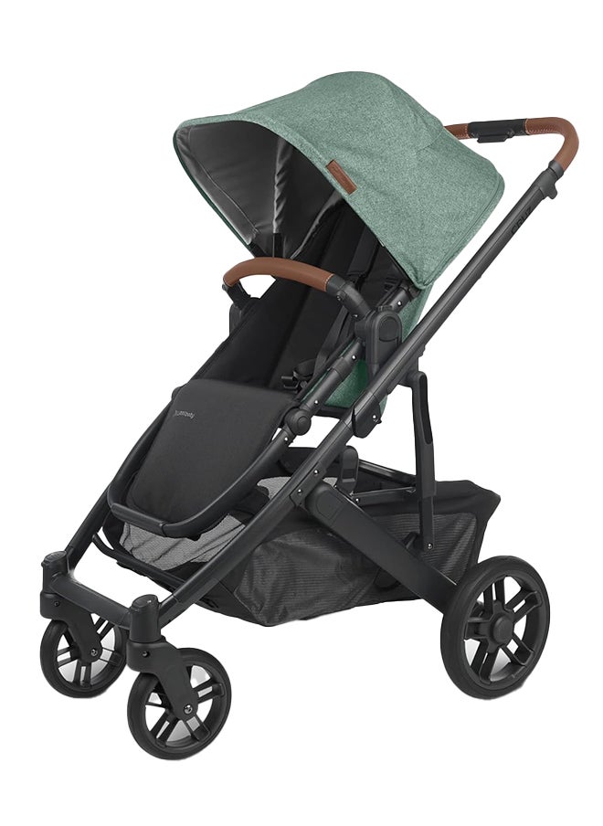 Cruz V2 Stroller For Infants And Toddlers Gwengreen Melange With Carbon Frame And Saddle Leather – Upf 50+ Canopy, Generous Storage, Adjustable Harness