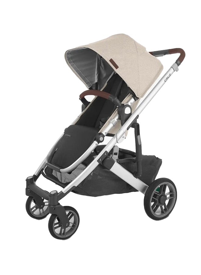 Cruz V2 Stroller For Infants And Toddlers Declanoat Melange With Silver Frame And Chestnut Leather – Large Storage Basket, Upf 50+ Canopy, No - Rethread Harness