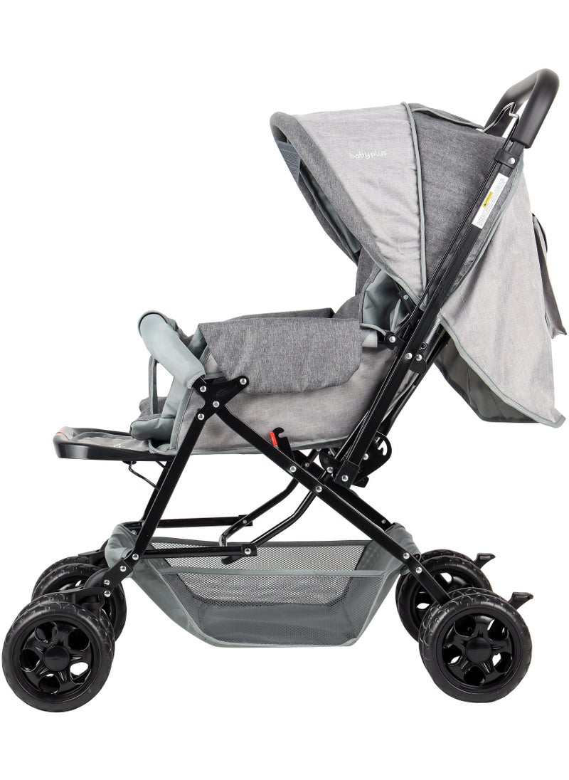 Ultimate Comfort Reversible Baby Stroller - Lightweight, Foldable, Adjustable Seat, Canopy & Safety Belt, For Infants & Toddlers, 0-3 Years (GREY)