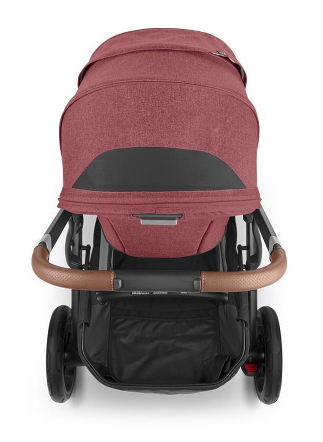 Vista V2 Stroller Convertible Single To Double System/Bassinet, Toddler Seat, Bug Shield, Rain Shield, And Storage Bag Included Lucy (Rosewood Melange/Carbon Frame/Saddle Leather)