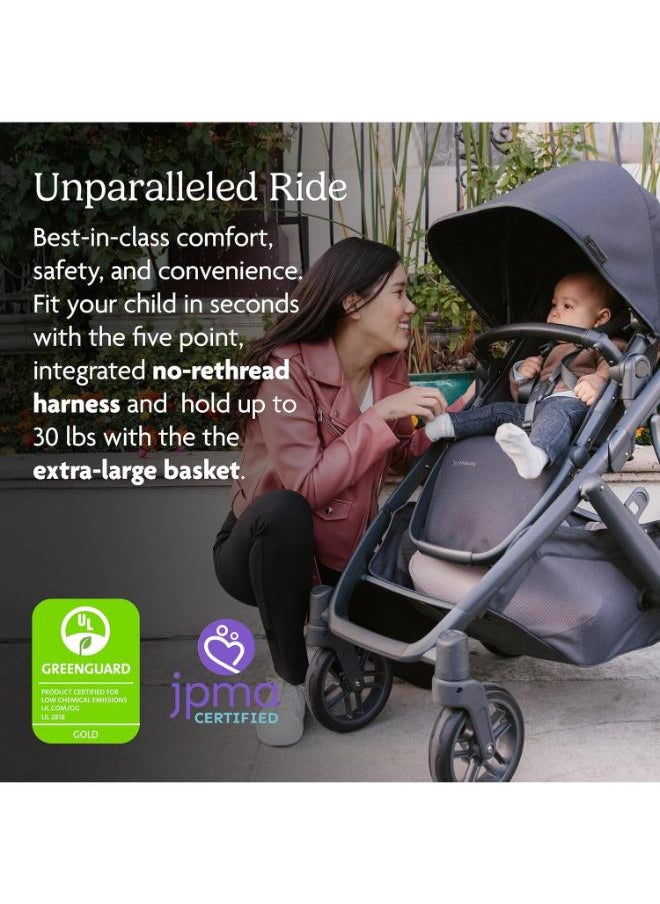 Vista V2 Stroller Convertible Single To Double System/Bassinet, Toddler Seat, Bug Shield, Rain Shield, And Storage Bag Included Lucy (Rosewood Melange/Carbon Frame/Saddle Leather)